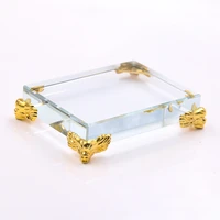 rectangle crystal glass cube base decorations craft base feng shui home decoration accessories modern display stand holder gifts