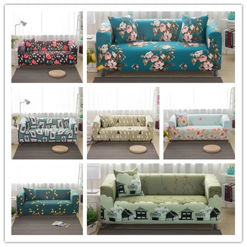 More Flower Type Sofa Cover Universal Stretch Slipcover Printed Polyester Anti-slip Protection for Living Room | Дом и сад
