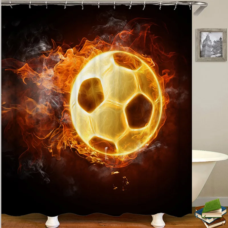 

fire football curtain for bathroom shower curtain new arrival polyester curtain shower extra large bath curtain