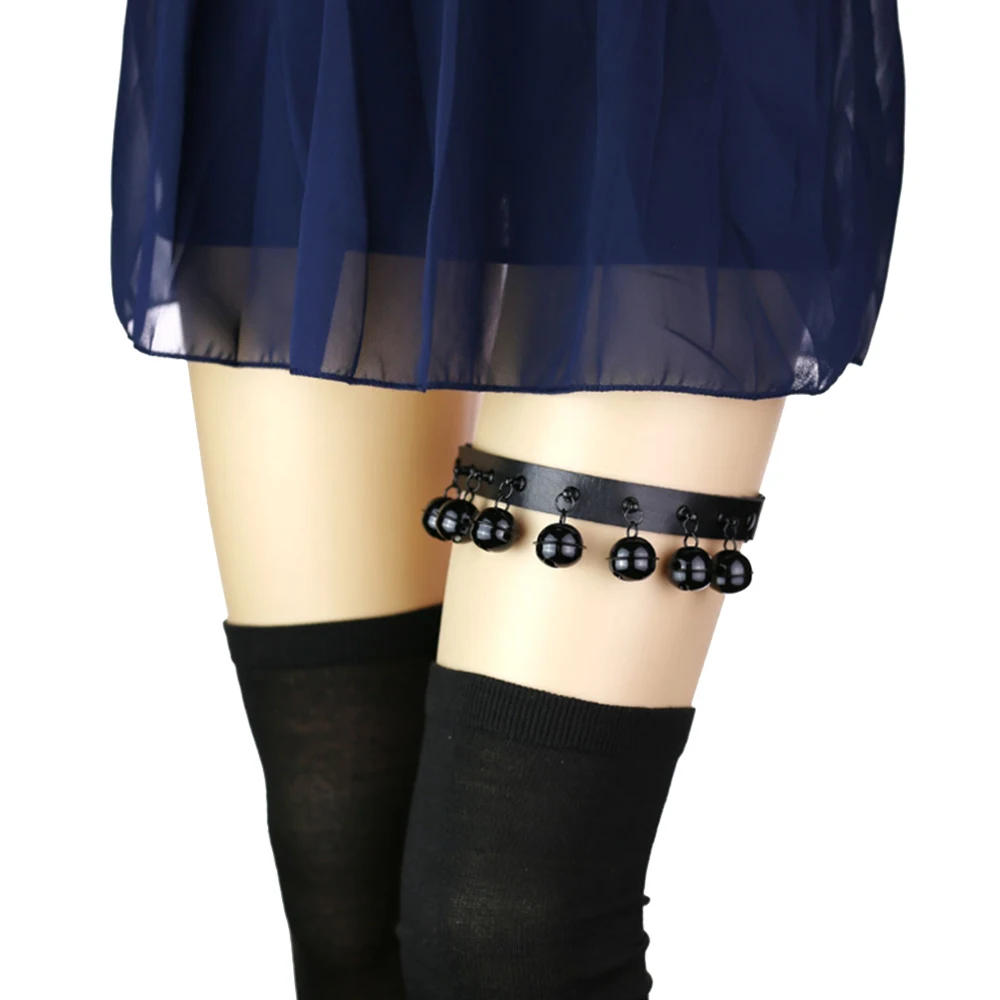 

Дизайн sense Harajuku Хип-хоп Косплей рок анимация Личность черные колокольчики подвязка Пояс Мягкая сестра диско нога кольцо