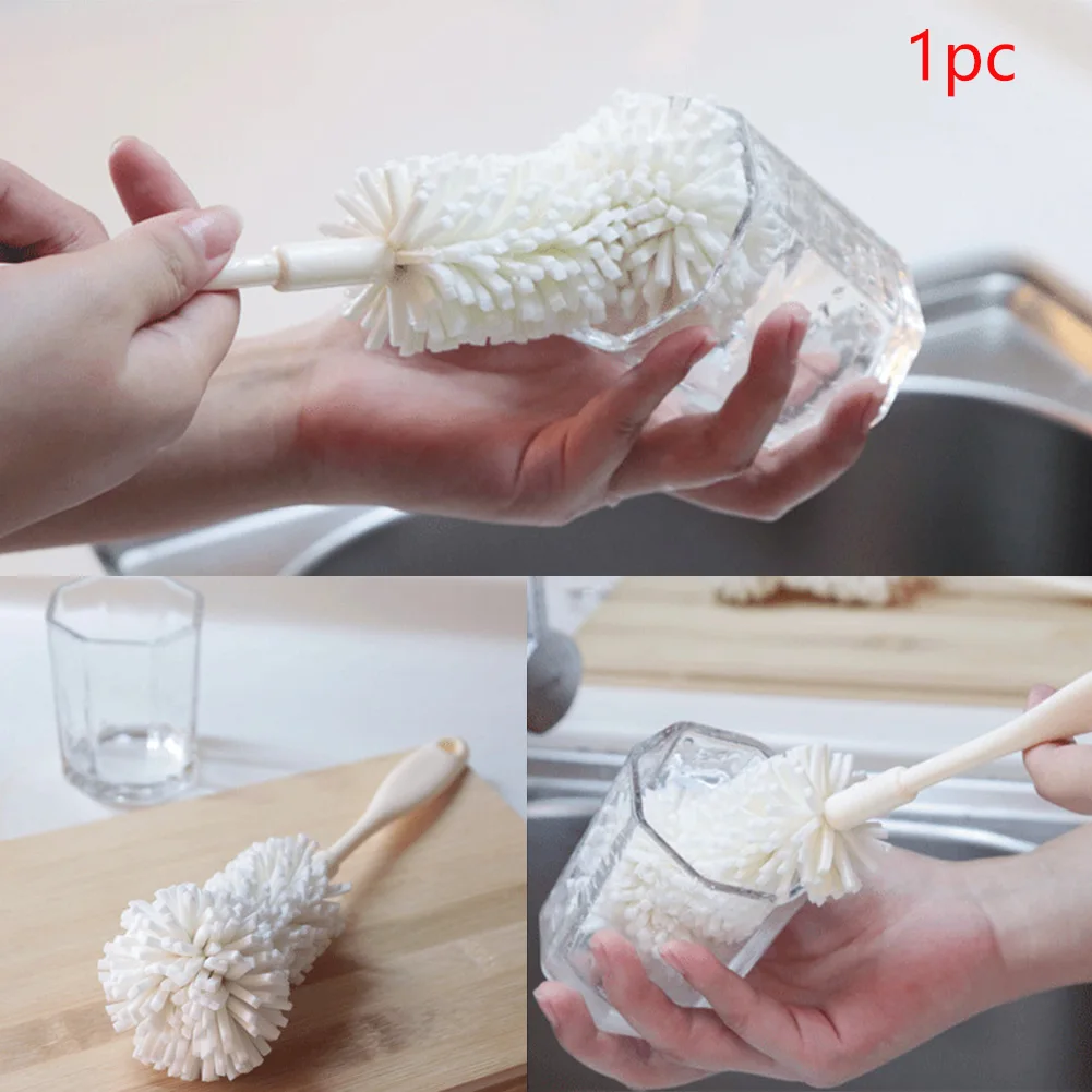 Простая длинная ручка Гибкая Губка Щетки для мытья чашки бутылка Очиститель