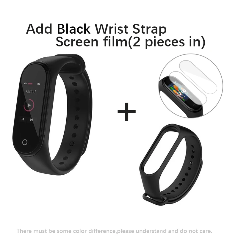 AddBlack Wrist Strap Глобальная версия Xiaomi Mi группа 4 Смарт Браслет miband 4 Фитнес отслеживание сердечного ритма браслет 3 цвета активно-матричные осид, Сенсорный экран 135 мАч - Цвет: AddBlack Wrist Strap