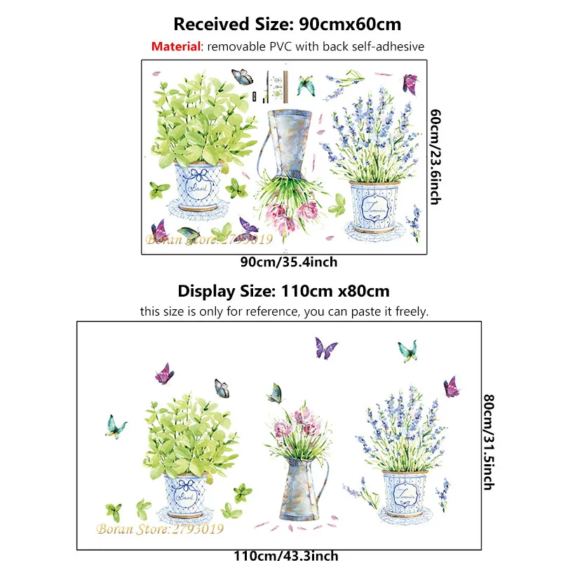 

3pcs Flowers Plants Bonsai Wall Stickers for Kids Room Living Room Home Decoration Wall Decal Home Decor Bedroom Window Glass