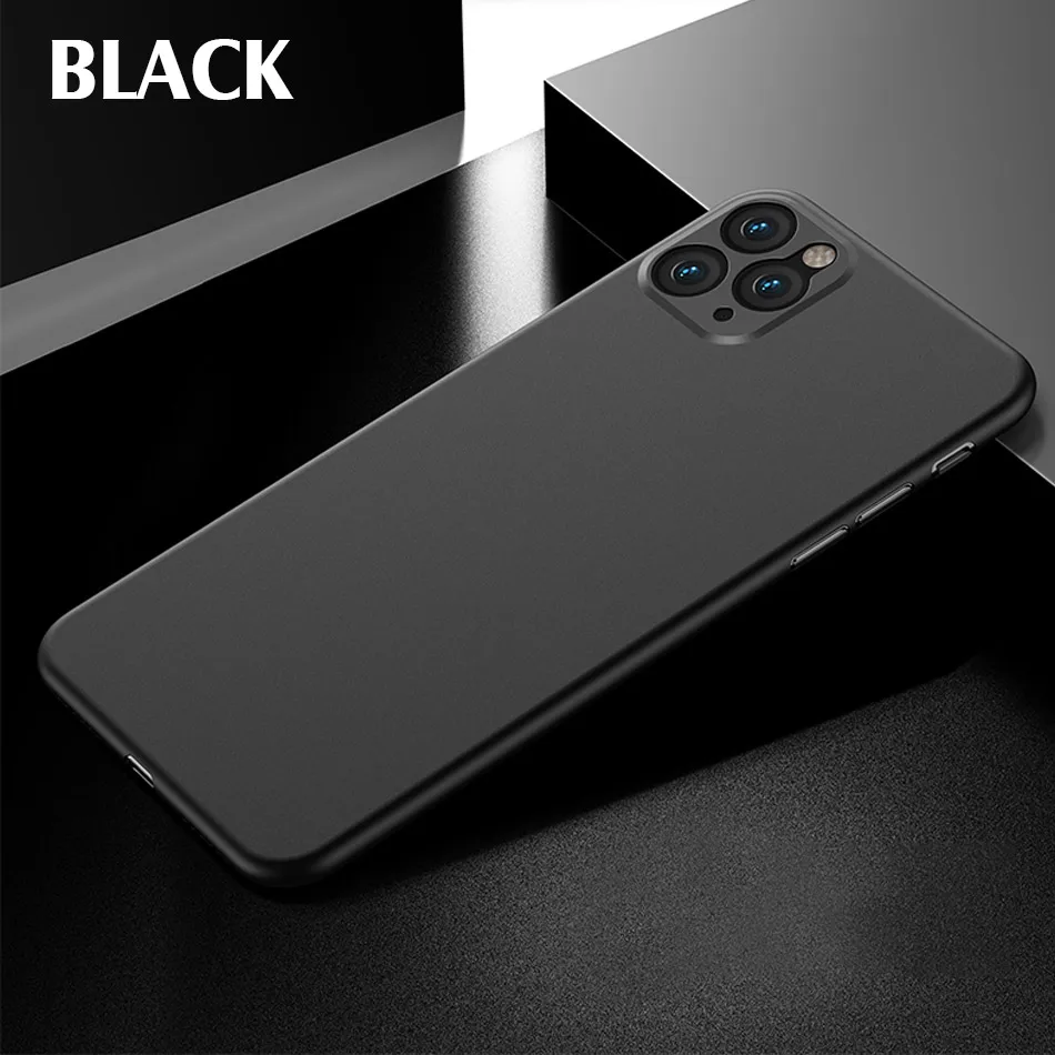 black Роскошный противоударный 0,3 мм ультра тонкий чехол для iphone 11 Pro X XS XR Max матовый чехол из ТПУ для iphone 8 7 6 6s Plus Мягкий чехол - Цвет: black