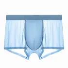 Мужские Бесшовные Боксеры, серые шелковые трусы-шорты, боксеры, сексуальное нижнее белье для мужчин, 2021