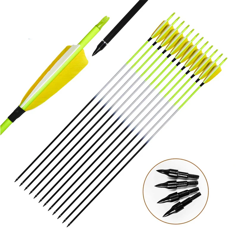 12 шт. inals Arrows Spine 300 340 400 500 600 30 &quotили 32&quot идентификатор вала 6 2 мм 5 дюймов турецкие