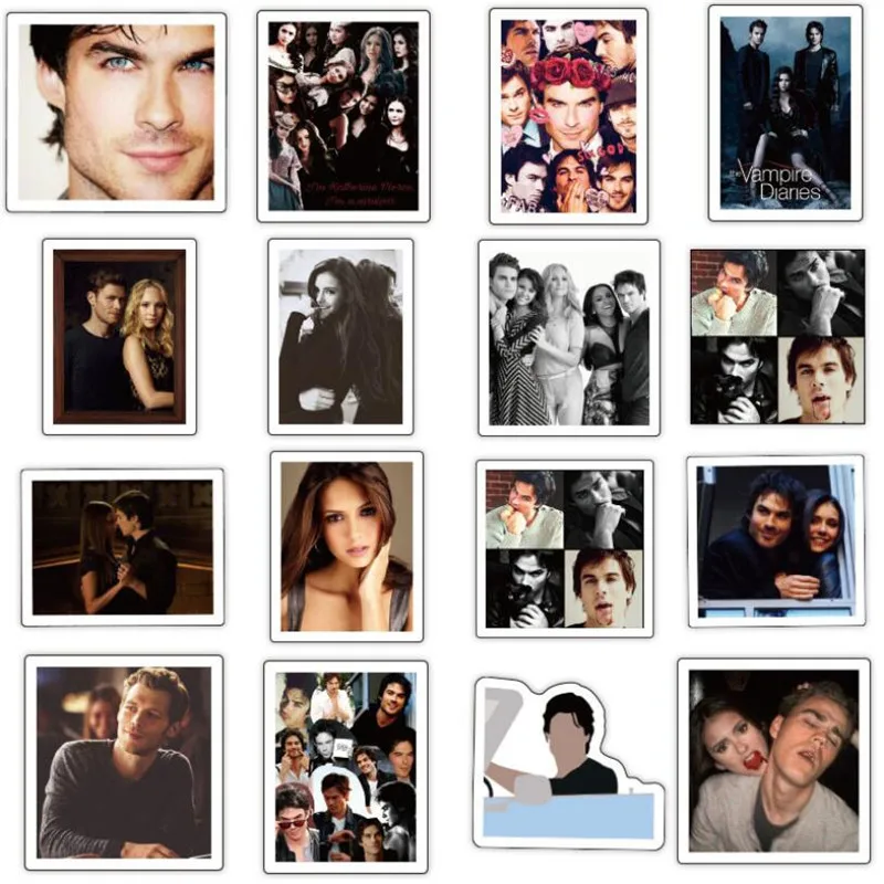 Pegatinas impermeables de Horror Vampire Diaries, Series de TV americana, grafiti, port&aacute;til, equipaje, monopat&iacute;n, guitarra, 10/30/50 Uds., venta al por mayor-2