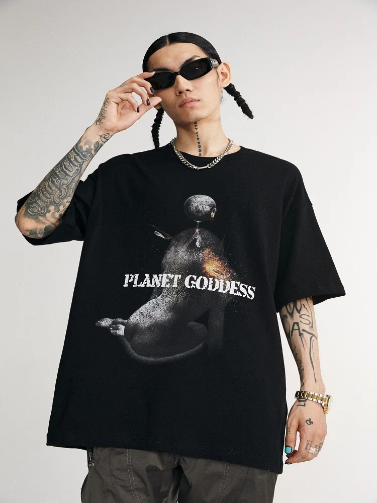 

Summer new personality street abstract human body print all-match men's short-sleeved T-shirt