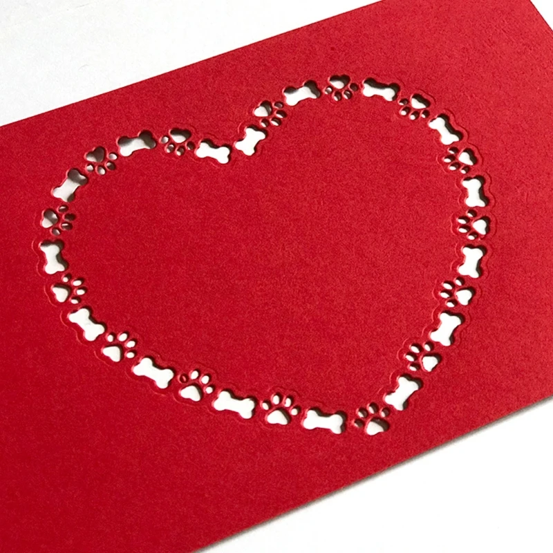 

Heart Dog Paw Bone Metal Cutting Dies Stencil Scrapbooking DIY Album Stamp Paper Card Mold Embossing