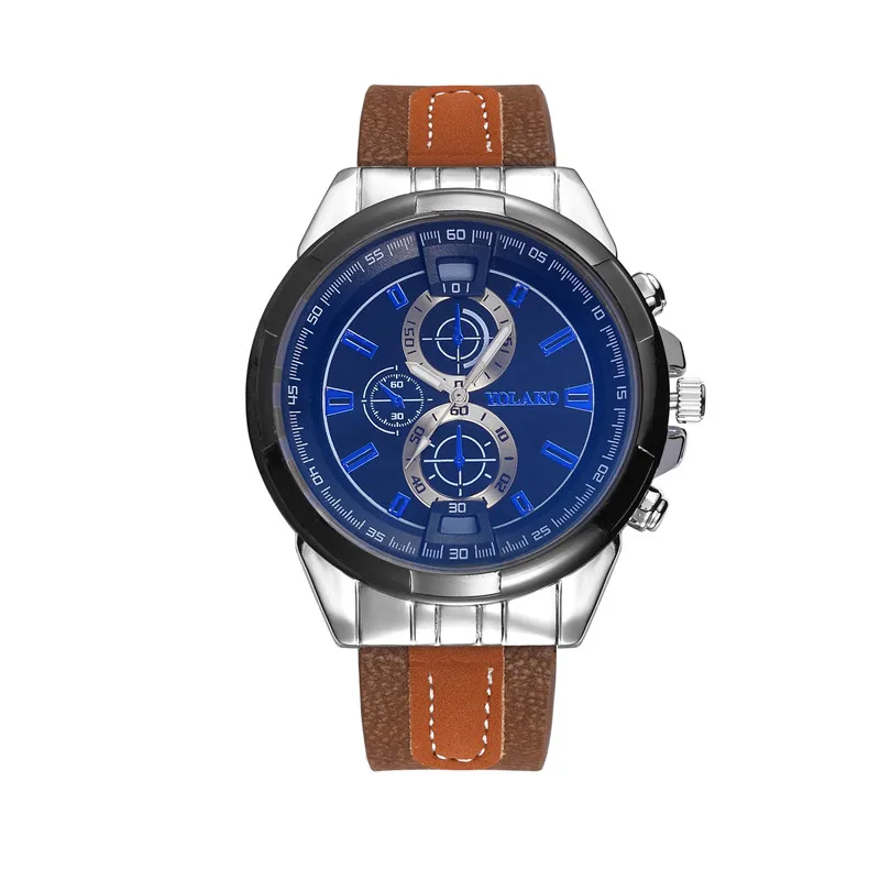 Мужские повседневные спортивные кварцевые часы люксовый бренд с кожаным
