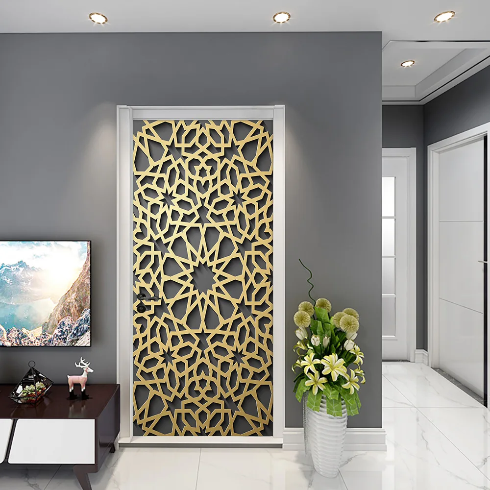 

Muslim Religious Style PVC Door Stickers Home DIY Renew Door Sticker Living Room Decor Home Decoration Accessories