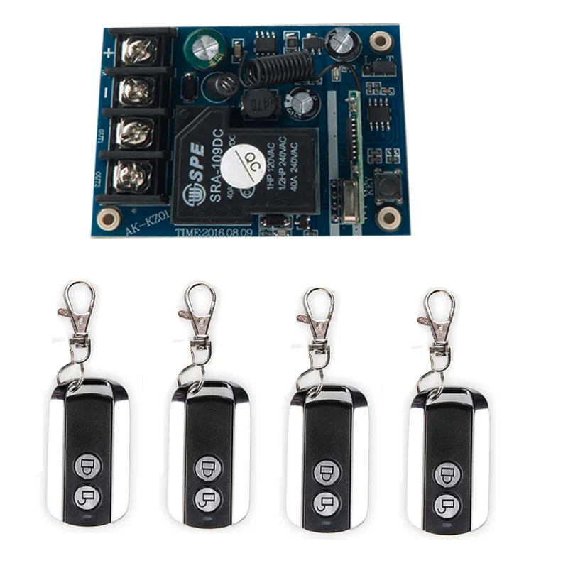 

DC12V 24V 36V 48V 10A 1CH Wireless Remote Control Switch System 1pcs Receiver & 4pcs 2 Keys metal waterproof Remote