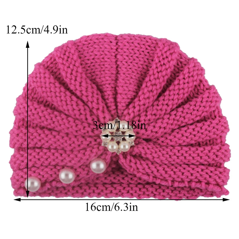 Детская вязаная повязка на голову с жемчугом шапка тюрбан Теплая Шапка бини