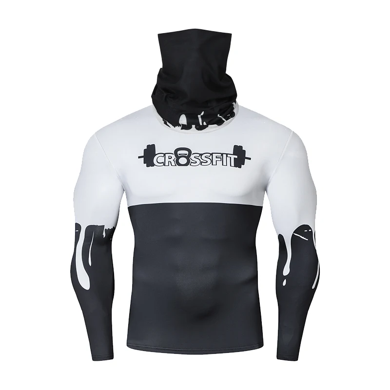 Мужская спортивная компрессионная футболка для фитнеса бега тренировок плотная