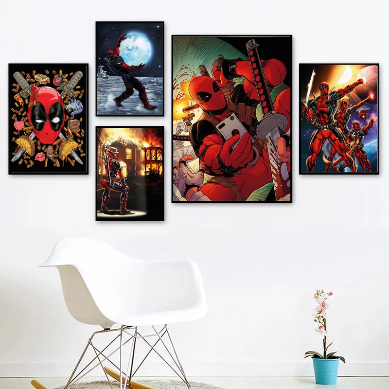 

Картины на холсте Marvel Дэдпул, аниме, супергерой, комикс, принты и плакаты, Настенная картина для детской комнаты, украшение для дома