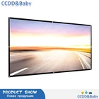Экран для проектора, складной, 16:9, 60, 72, 84, 100, 120, 150 дюйма, белый, с окантовкой, для телевизора, домашнего аудиовизуального экрана