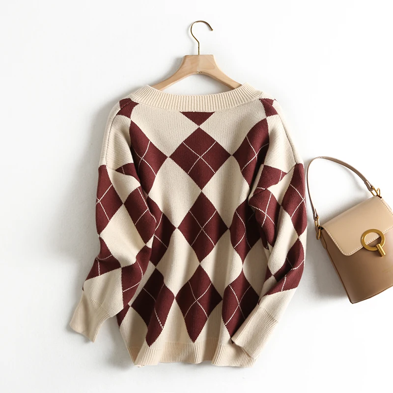 Женский свитер 2019 новый осенний вязаный женский пуловер с v-образным вырезом и