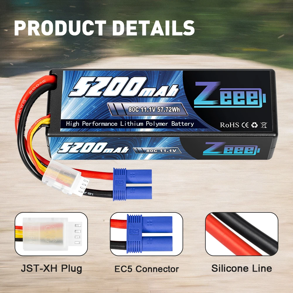 2 блока zeee 111 в 80c 5200 мач 3s lipo батарея с ра