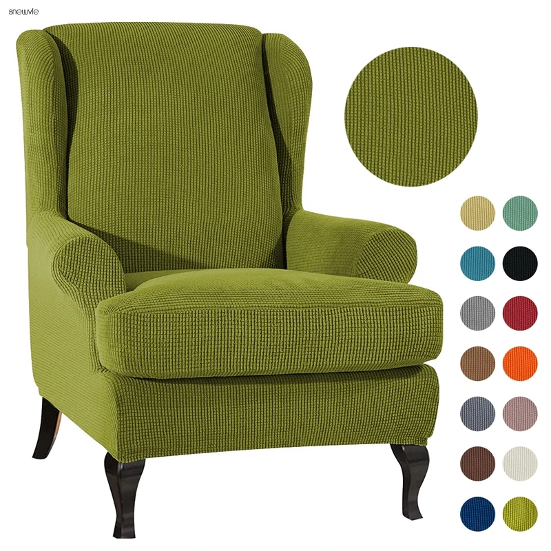 

Waterproof Sloping Arm King Back Chair Cover Elastic Armchair Wingback Wing Sofa Back Chair Cover Stretch Protector Slipcover