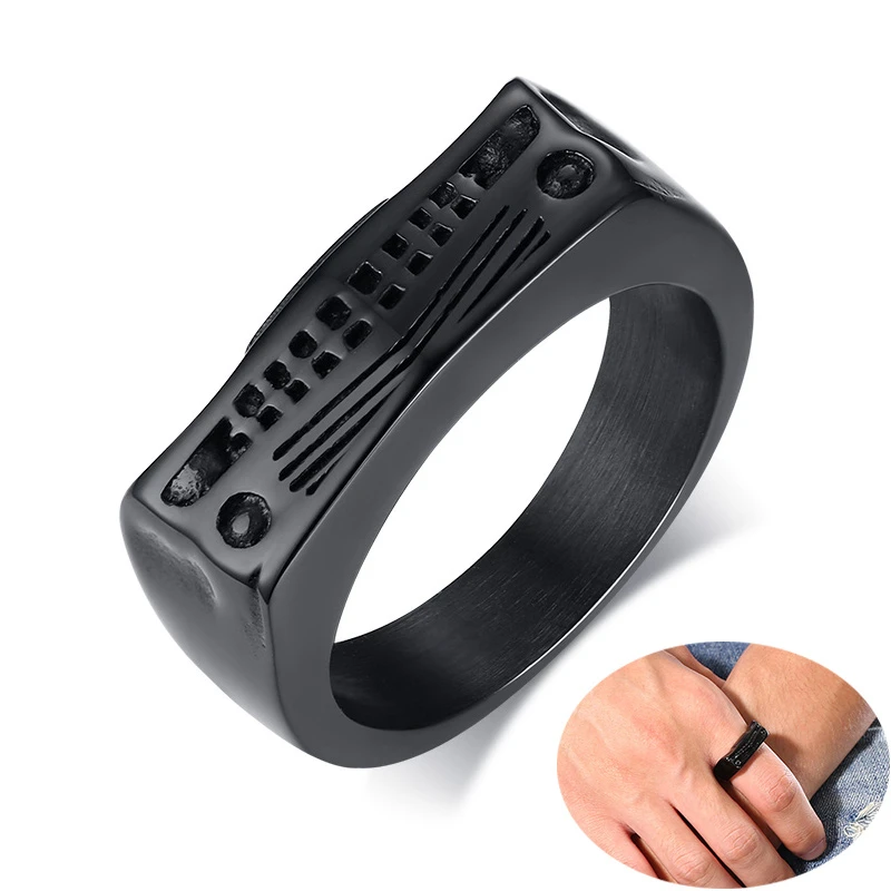 Мужские Стильные черные кольца в стиле панк рок для автомобиля из нержавеющей