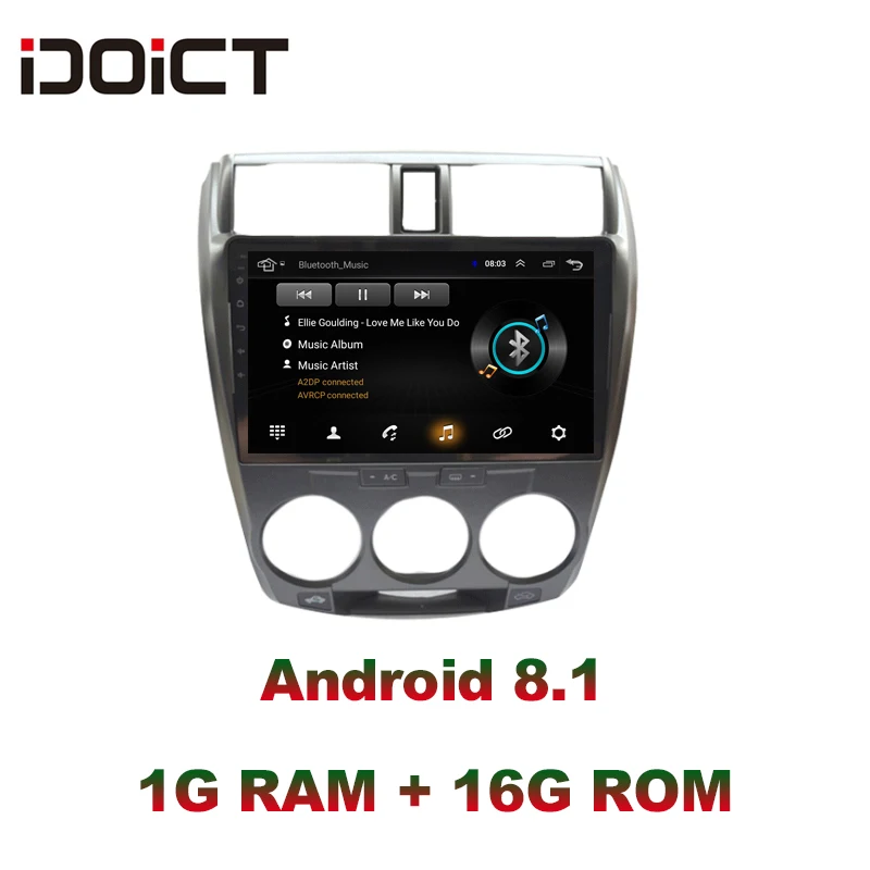 Автомобильный DVD плеер IDOICT Android 8 1 GPS навигация мультимедиа для Honda CITY Radio 2008 2013