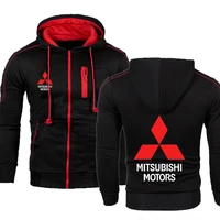 new fashion mitsubishi car logo sweatshirt hoodies men spring autumn cotton zipper jacket hiphop harajuku male clothing