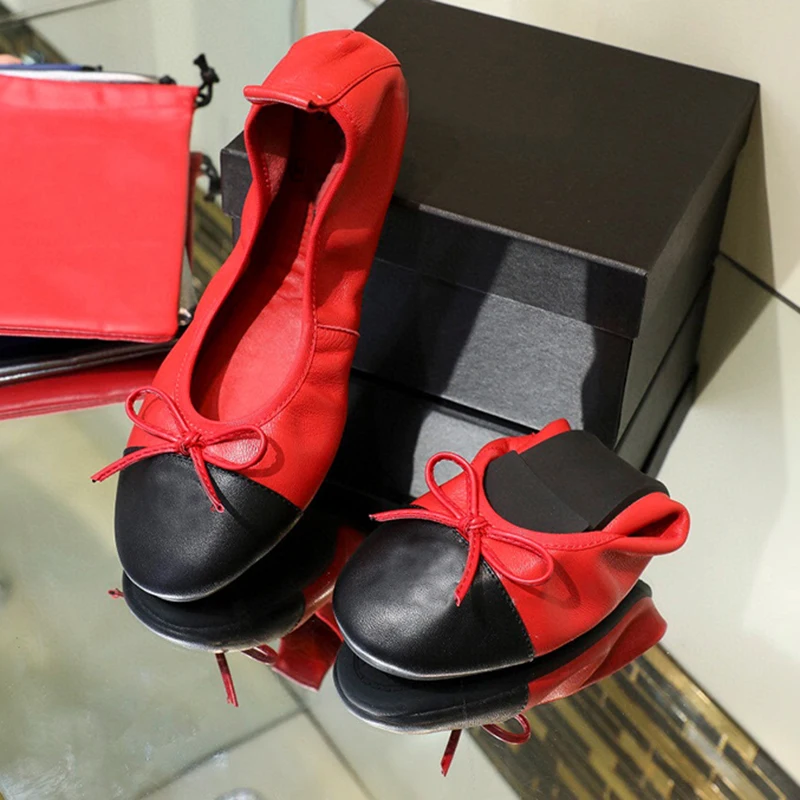 

Luxury Designer Flats Women Genuine Leather Ballet Flats Slip-On Soft Ballerina Female Work Shoes Comfortable Casual Shoes