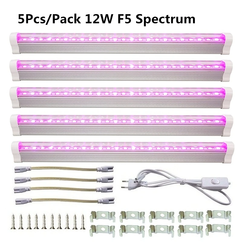 5Pcs 12W F5 30.4cm Фитолампа растения семенаты цветов комнатных лампа для растений комнатные растения фитолампы растения комнатные лампы для растений - Испускаемый цвет: 5Pcs 12W F5 30.4cm
