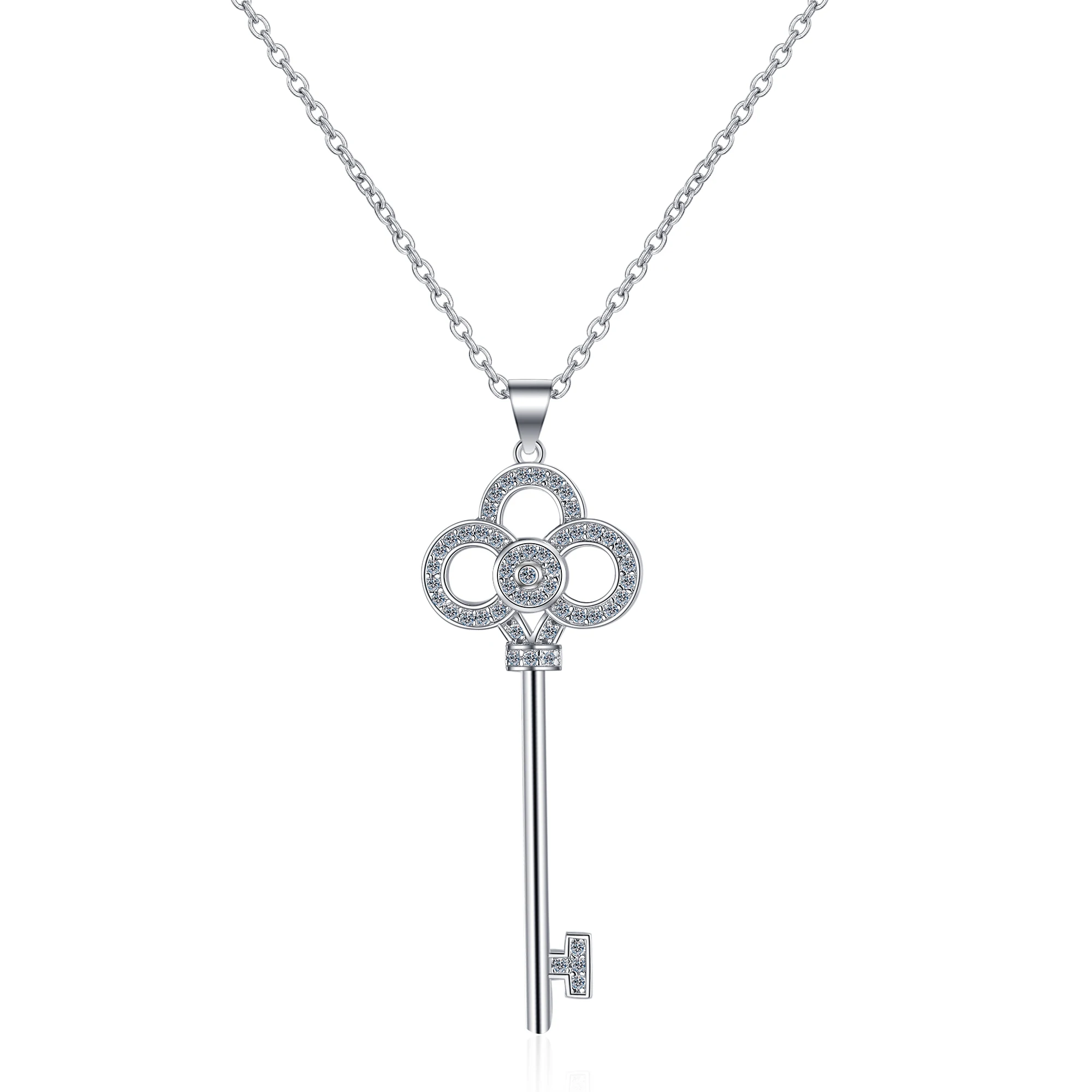 

DUQ Moissanite Necklace D Color Diamond Key Pendant Necklace with Moissanite Stone 925 Sterling Silver Engaging Jewelry