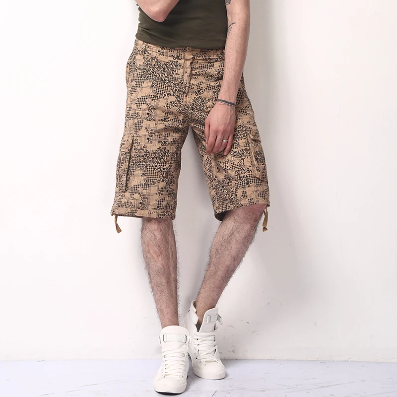 

2018 New fashion letter Summer casual men Cargo Shorts Military camouflage Mens Loose solid cotton Shorts