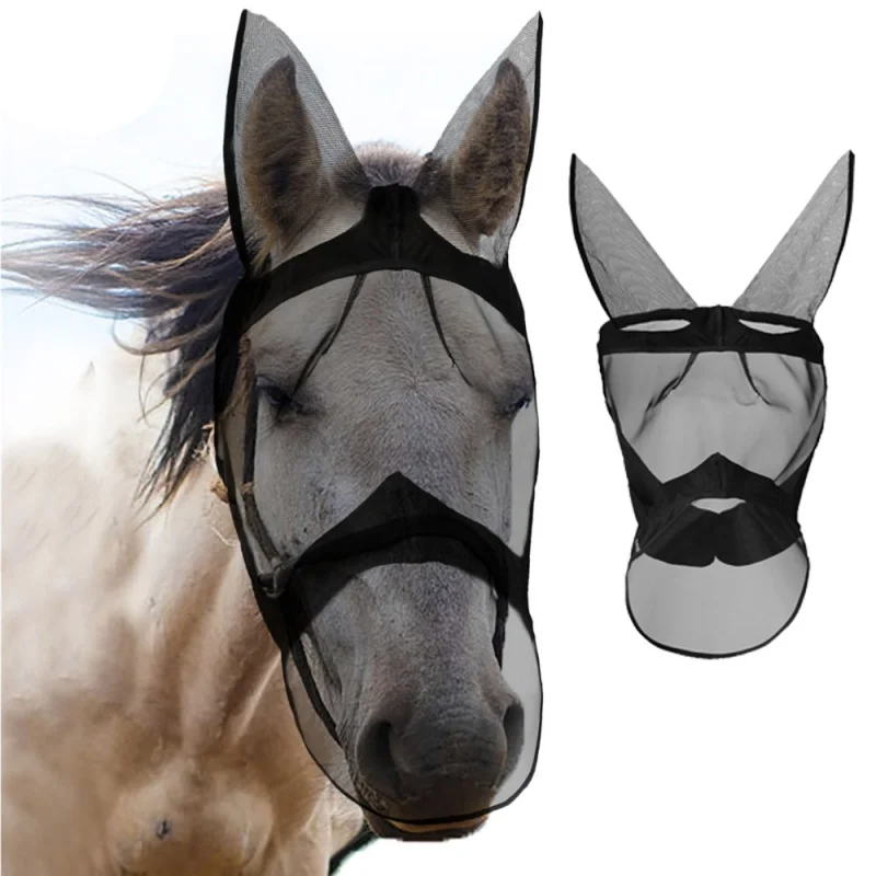 

Anti-mosquito Horse Mask Horse Flying Mask Breathable Comfort Equestrian Supplies Horse Mask Removable Mesh Masks Face Protector