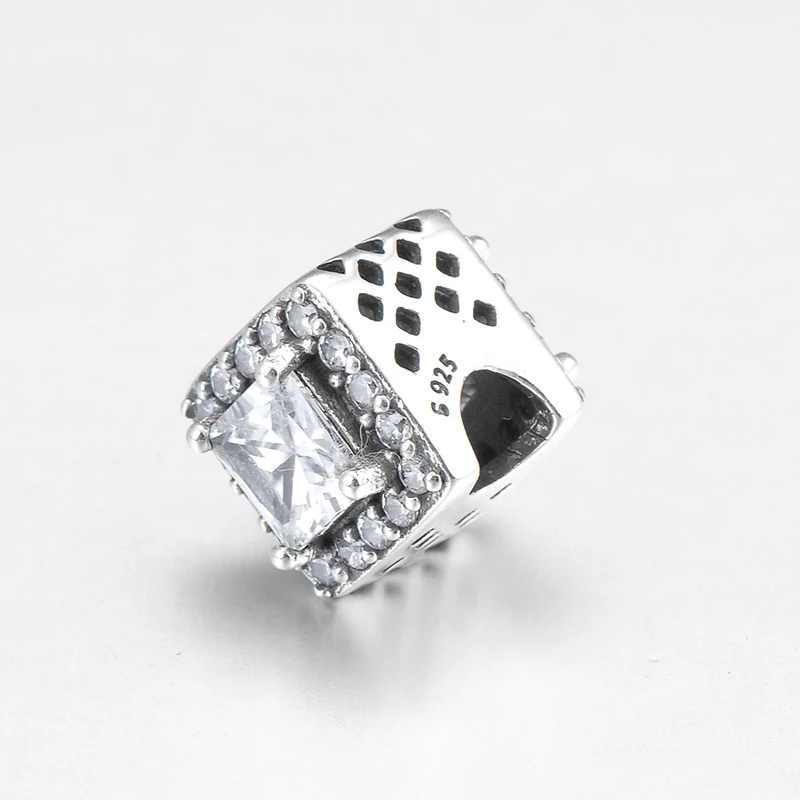 2018 Мода квадратная форма стерлингового серебра 925 как кристально чистый CZ