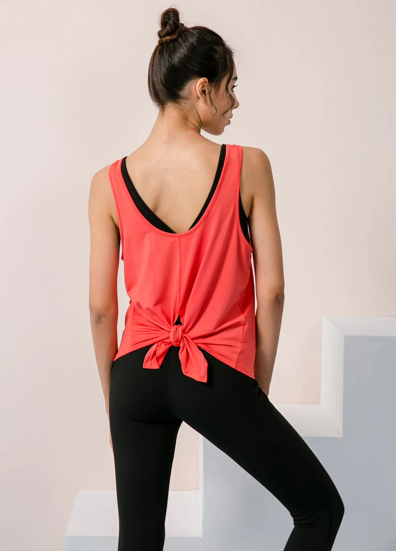 Женский спортивный жилет свободная дышащая быстросохнущая футболка оранжевого