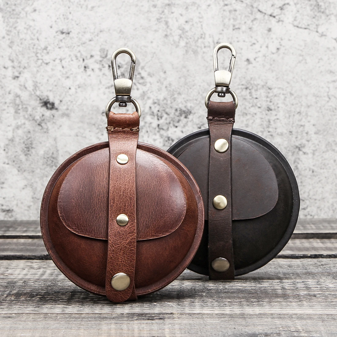 Genuine Leather Coin Purse Keychain Airpods Pro Case Samsung Galaxy buds live Case box Earphone Cable Cover Storage Mini Bag