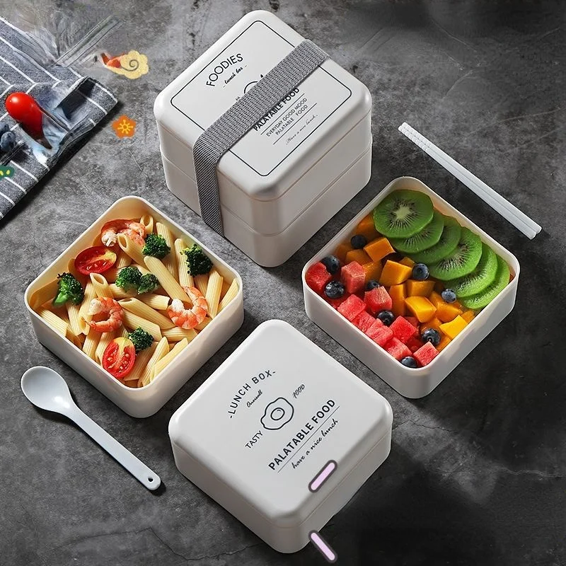 

Новый холодильник для еды из искусственного пластика, коробка для сохранения свежести, двухслойный детский Ланч-бокс, кухонные принадлежно...