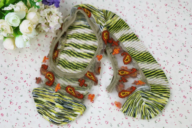 KASURE цветные яркие прозрачные сетчатые тапочки носки для женщин разных цветов