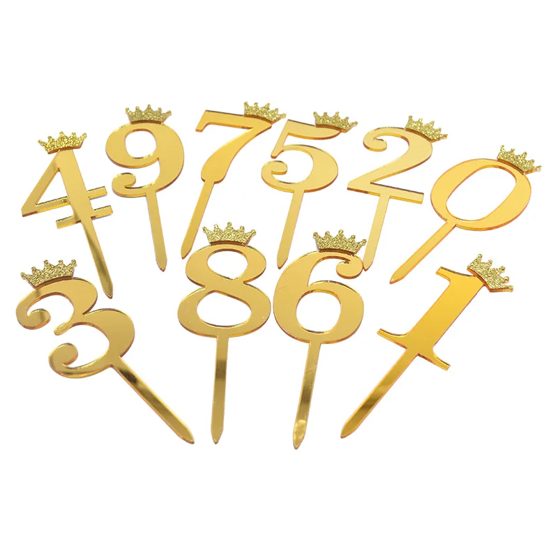 5 шт. Детские вечерние Золотые/Серебряные украшения для торта с цифровой короной