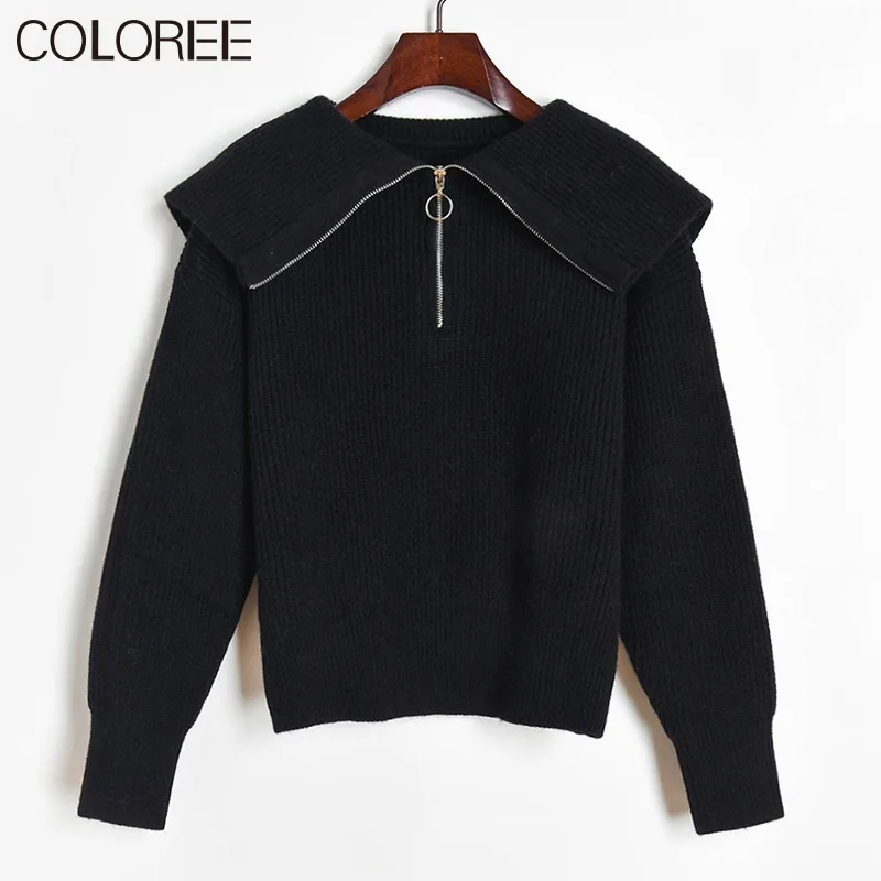 

Runway Designers Woman Sweater 2021 Fashion Zipper Thick Warm Oversized Knitted Sweater Pullover Knit Christmas Jersey