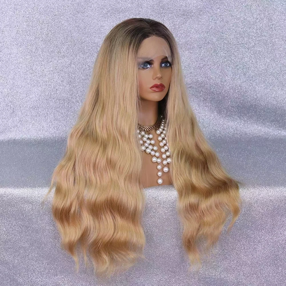 

26 дюймов, плотность 180%, светлый длинный волнистый синтетический парик с эффектом омбре для женщин, предварительно выщипанный парик из термо...