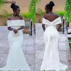 Простые элегантные африканские Стиль со спущенными плечами атласная молния назад платье подружки невесты в стиле русалки свадебное вечернее платье подружки невесты