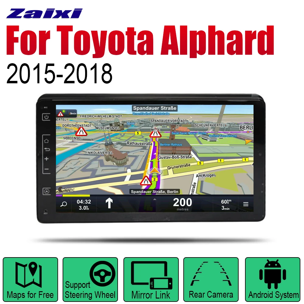 ZaiXi Android автомобильный GPS Navi для Toyota Alphard 2015 ~ 2018 плеер навигация WiFi Bluetooth Mulitmedia