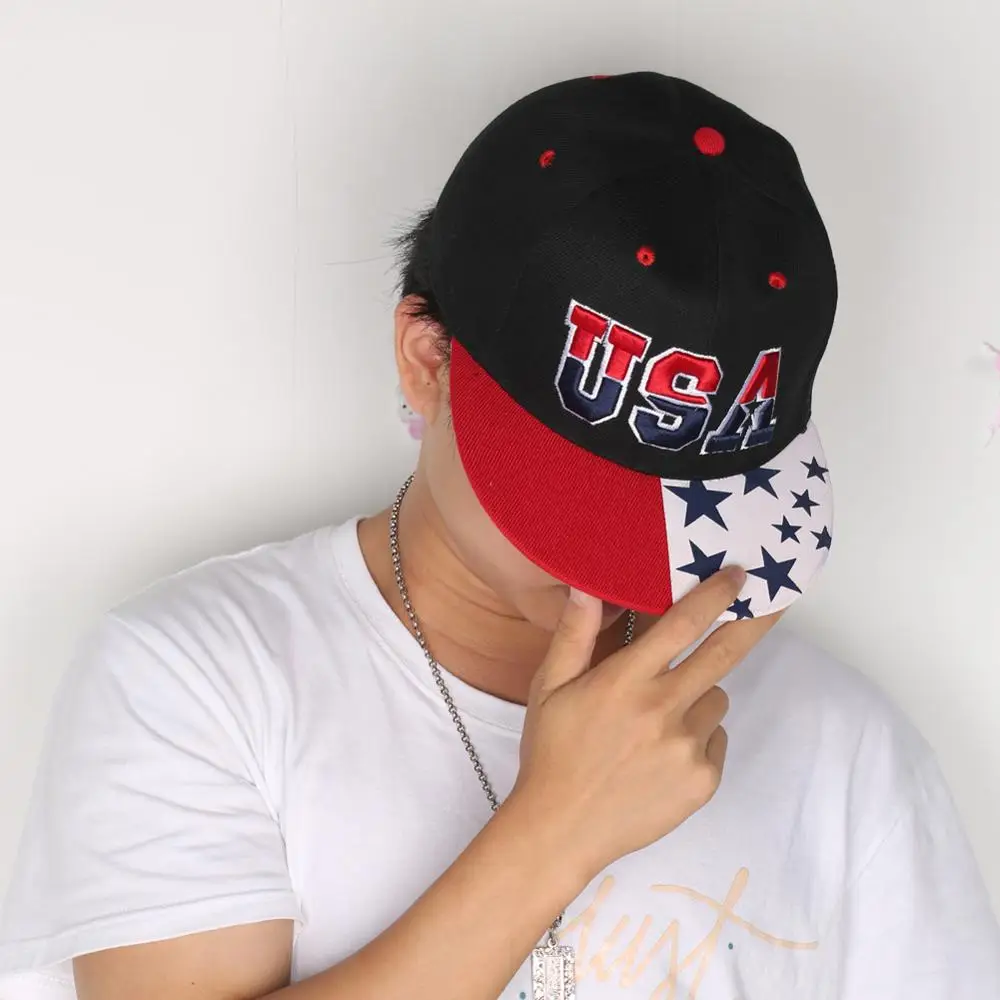Бейсболки в стиле хип хоп с вышитыми буквами США черно белые модные хлопковые