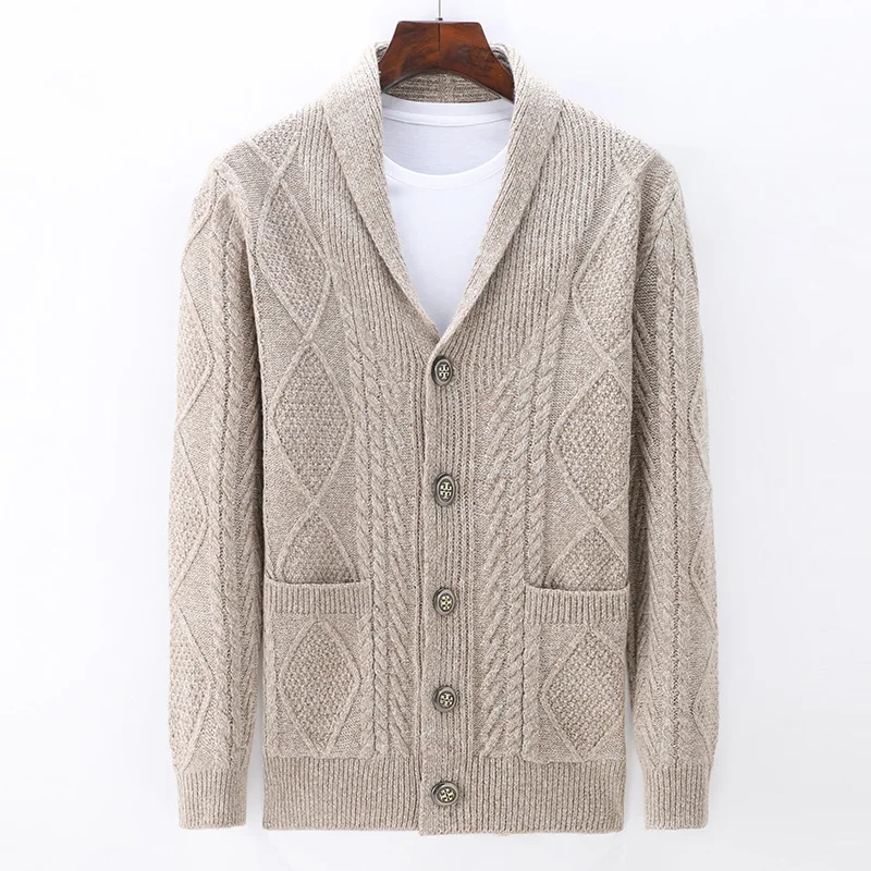 

Top Grade Men's Sweater Jacket Autumn Brand Fashion Thick Knit Cardigan Korean Casual Male Knitwear Coat Long Sleeve Outwear