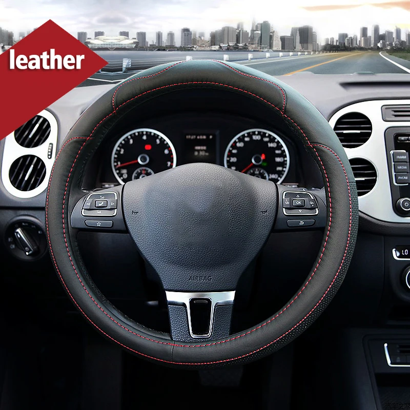 Кожаные аксессуары для Volkswagen VW POLO Jetta MK5 MK6 GOLF 4 5 6 Tiguan Passat B5 B6 Touran Bora|car steering wheel