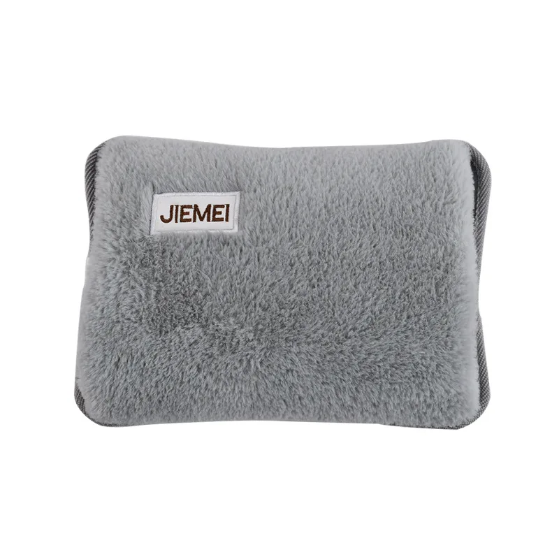

New Imitation Rabbit Fur Double Plug Rechargeable Hot Water Bottle Pure Color Plush Self-filling Hand Warmer Super Soft WarmBaby