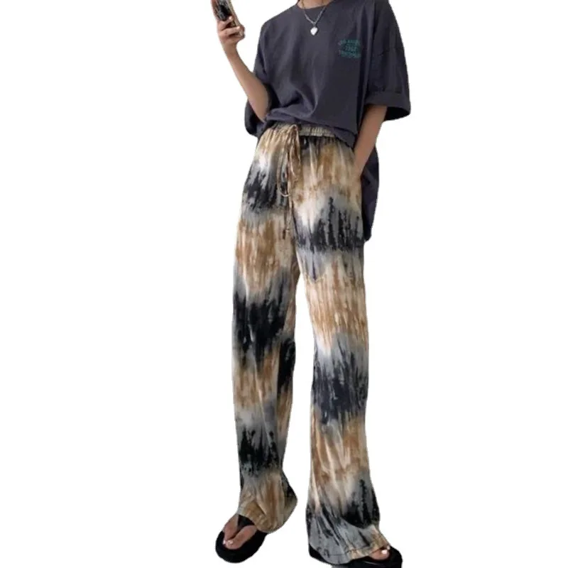 

New Hot Women's Wear Tie Dyed Wide Leg Loose Large Casual Pants