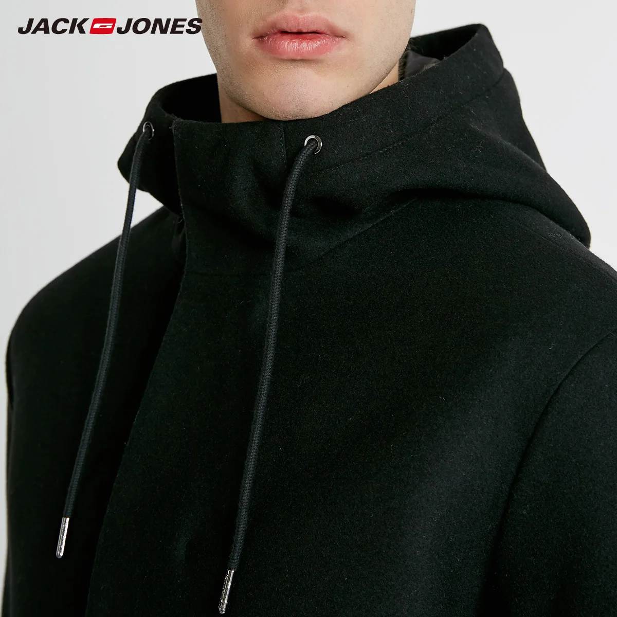 Мужское длинное шерстяное пальто с капюшоном Jack Jones зимняя куртка 218427506|Мужские