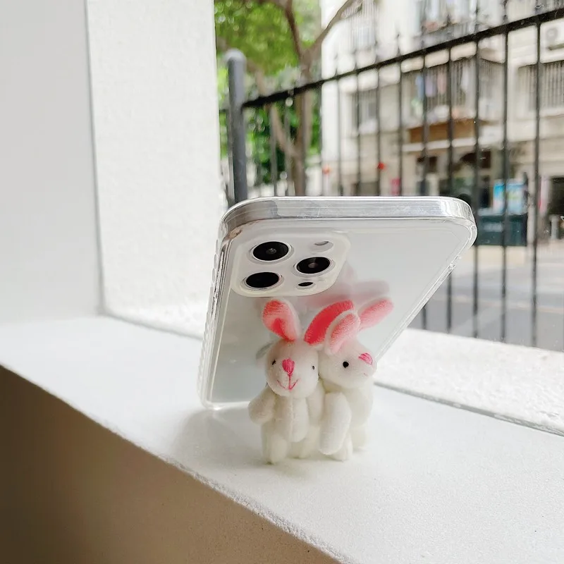 

Original small fresh cartoon rabbit bear doll all-inclusive shell case For iphone 12 mini X Xr XS 11 pro Max 7 8 plus Back cover