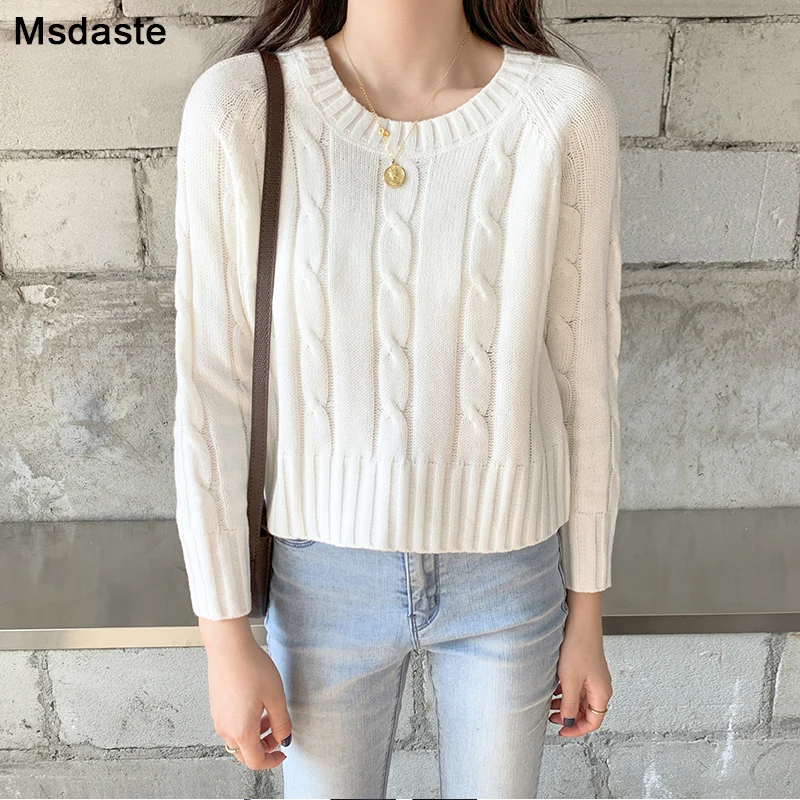 Women Sweaters Knitted Tops 2019 New Winter Casual Female Knitwear Candy Color Fashion O-Neck Woman Short Pullovers | Женская одежда