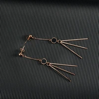 2021 new long rose gold color dangle earrings for women stainless steel wedding drop earing fashion jewelry gifts